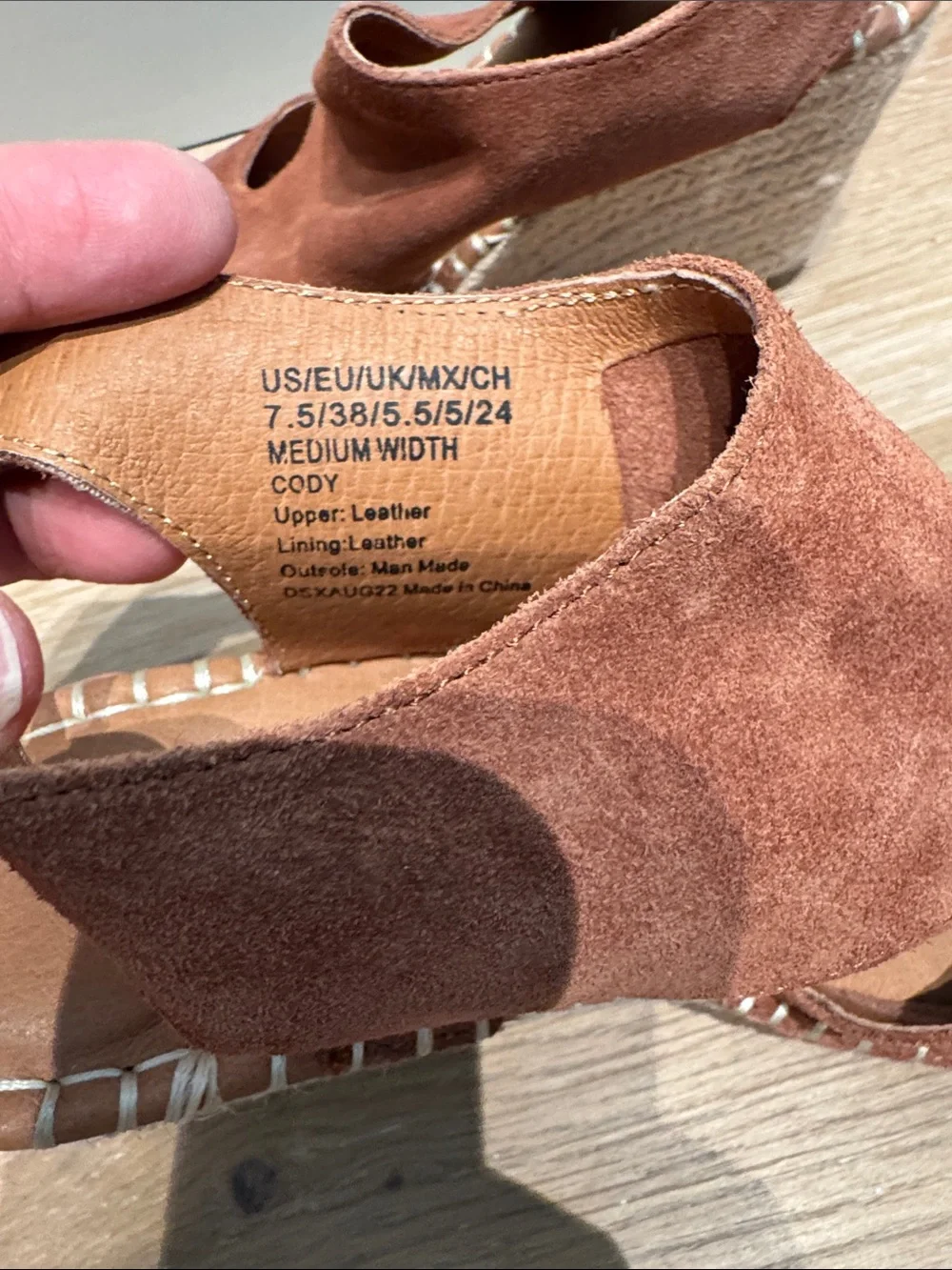 New Gentle Souls Suede Wedge Espadrille Sandals in Brown Rust size 7.5